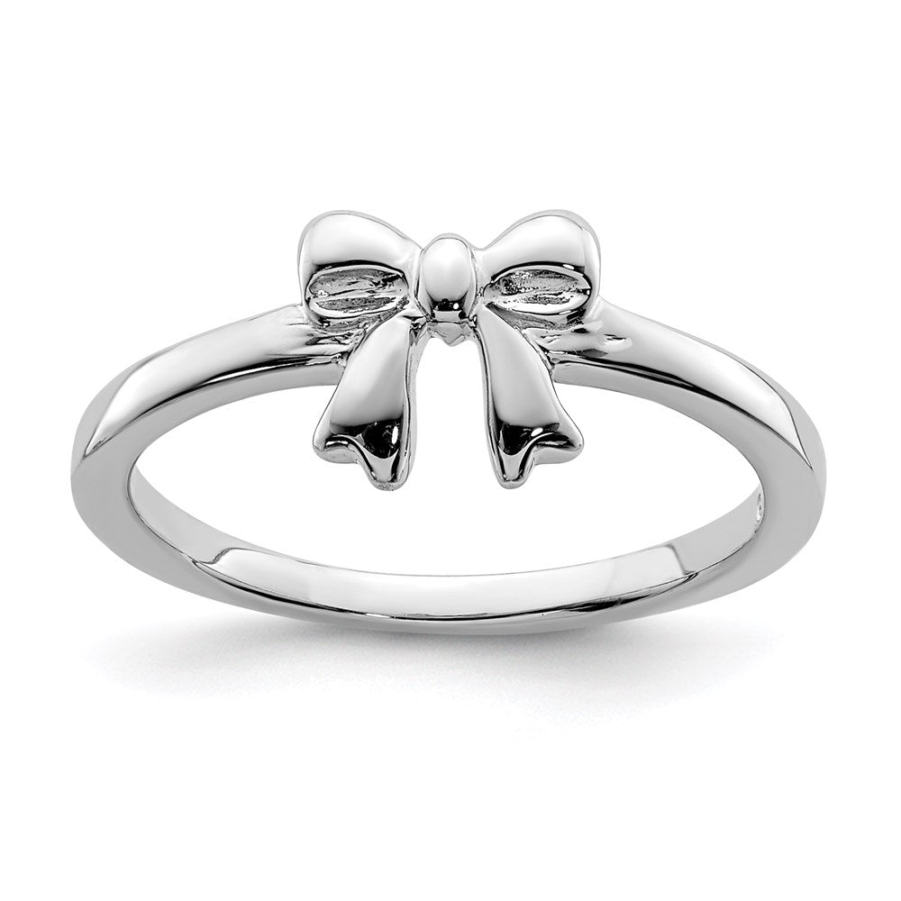 Sterling Silver Rhodium-plated Polished Bow Children's Ring