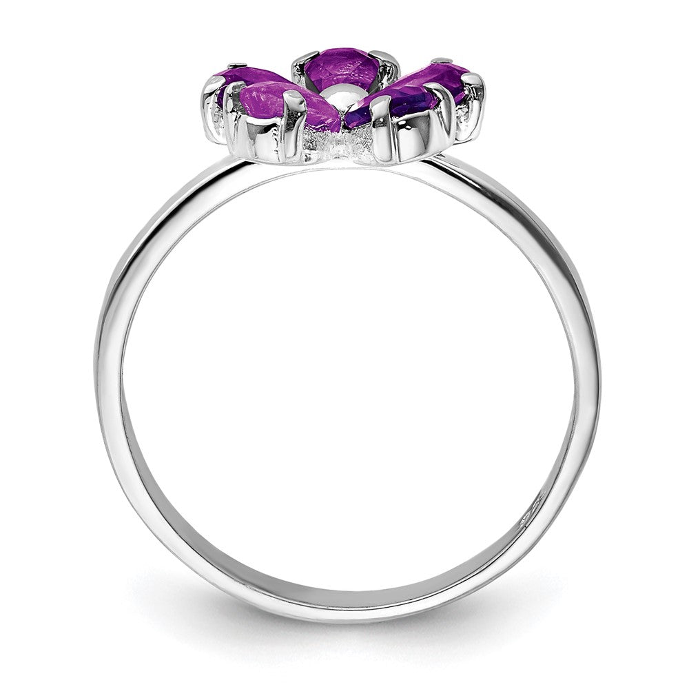 Sterling Silver Rhodium-plated Amethyst Ring