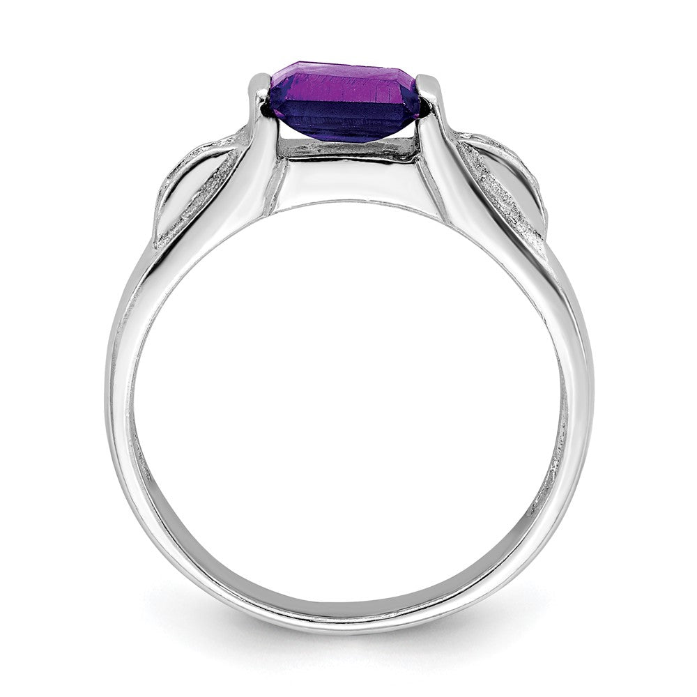 Sterling Silver Rhodium-plated Amethyst Ring