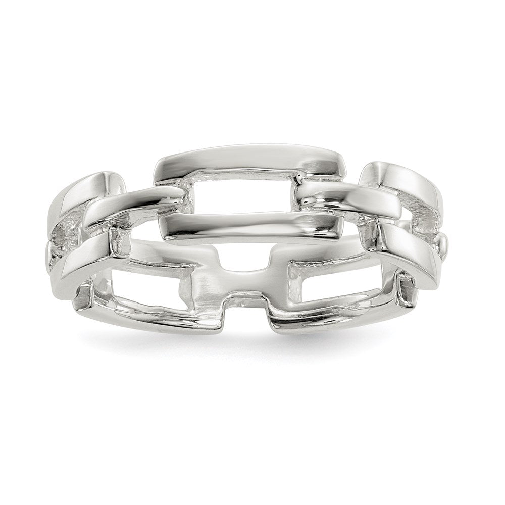 Sterling Silver Polished Fancy Link Ring