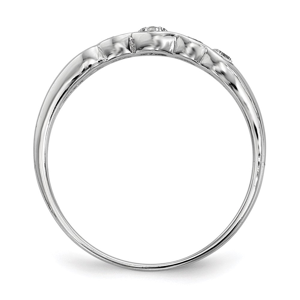 Sterling Silver Rhodium-plated 5-stone Bezel Set CZ Ring