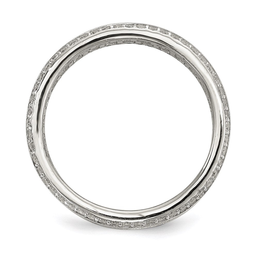 Sterling Silver Rhodium-plated Baguette & Round CZ Eternity Ring