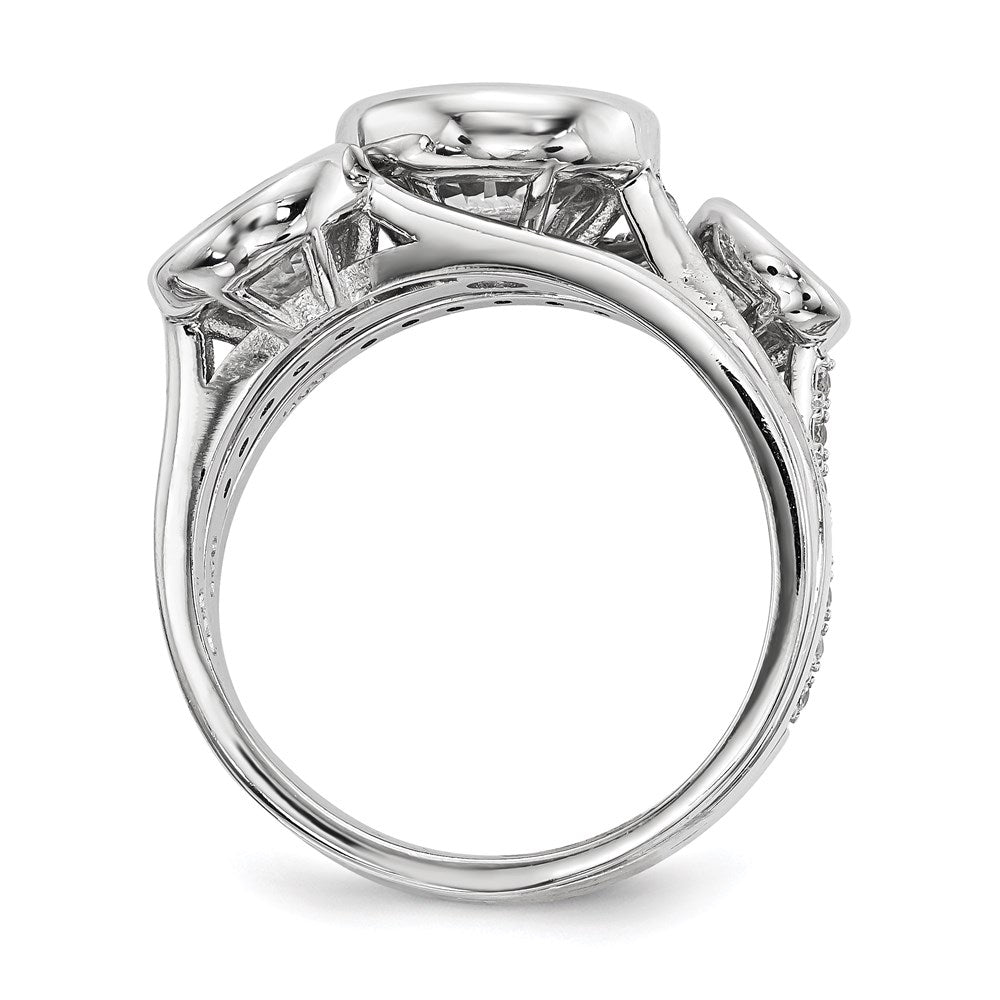 Sterling Silver Rhodium-plated CZ 3-Ring Set