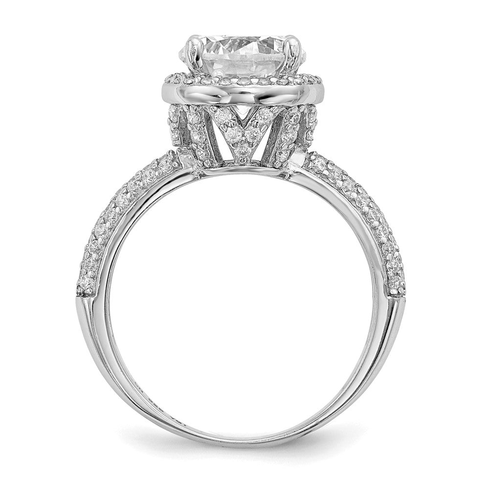 Sterling Silver Rhodium-plated CZ PavÂ Ring