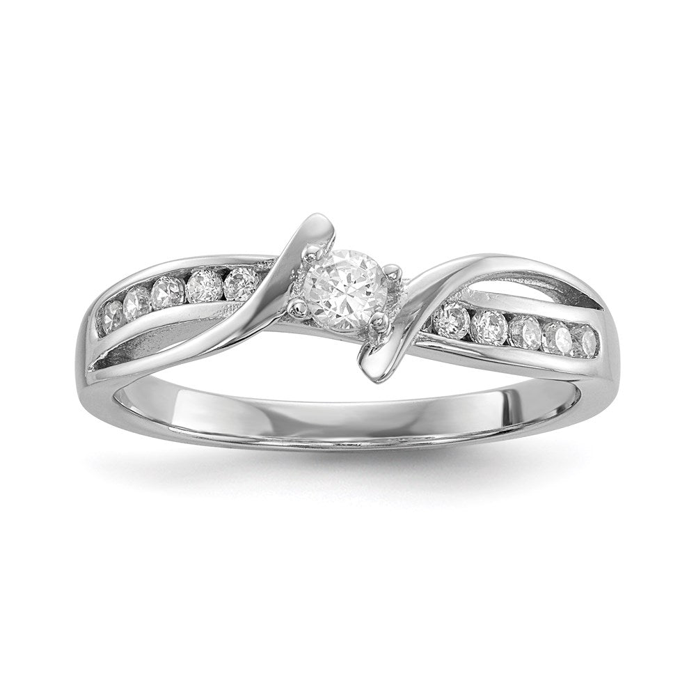 Sterling Silver Rhodium-plated CZ Ring