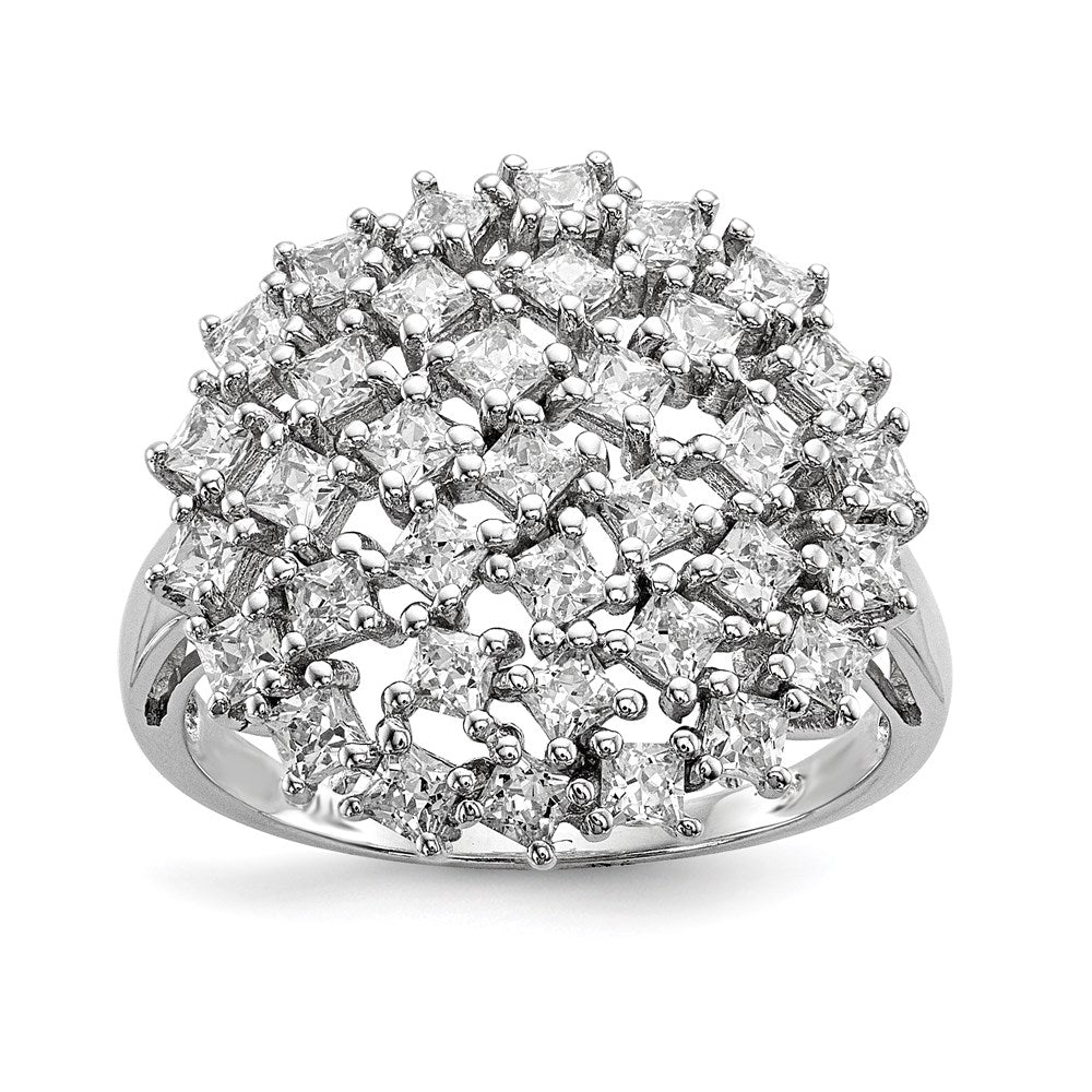 Sterling Silver Rhodium-plated CZ Ring