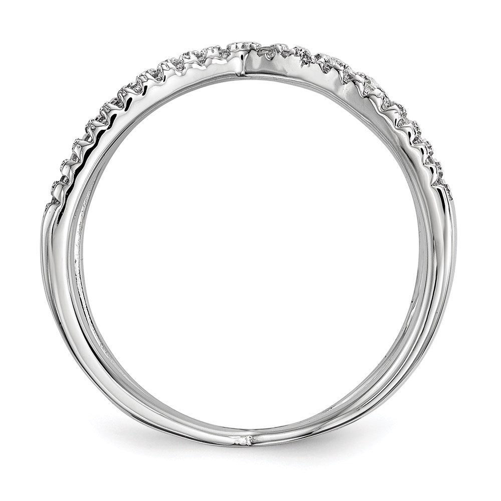 Sterling Silver Rhodium-plated CZ Criss Cross Ring