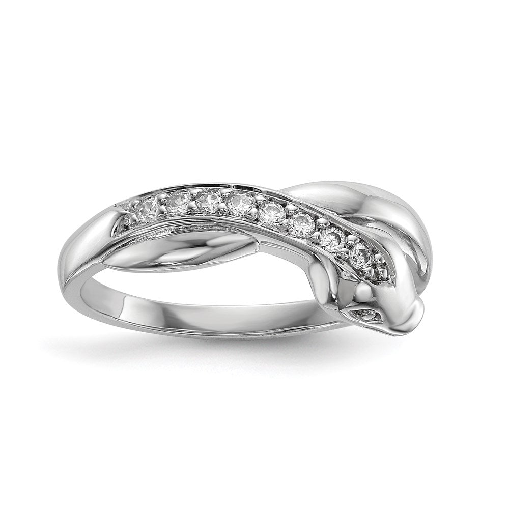 Sterling Silver Rhodium-plated CZ Snake Ring