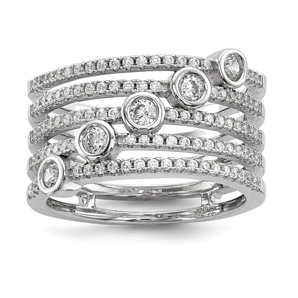 Sterling Silver Rhodium-plated CZ Ring