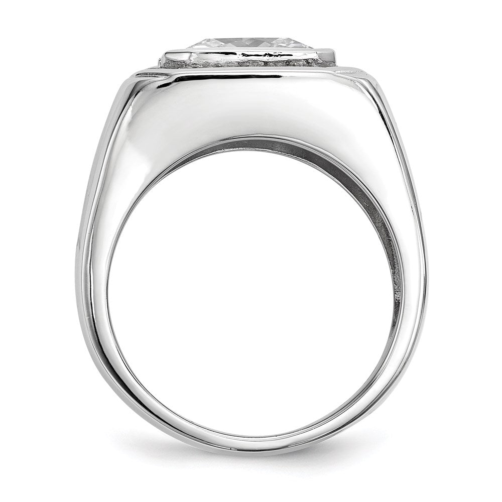 Sterling Silver Rhodium-plated Mens CZ Ring