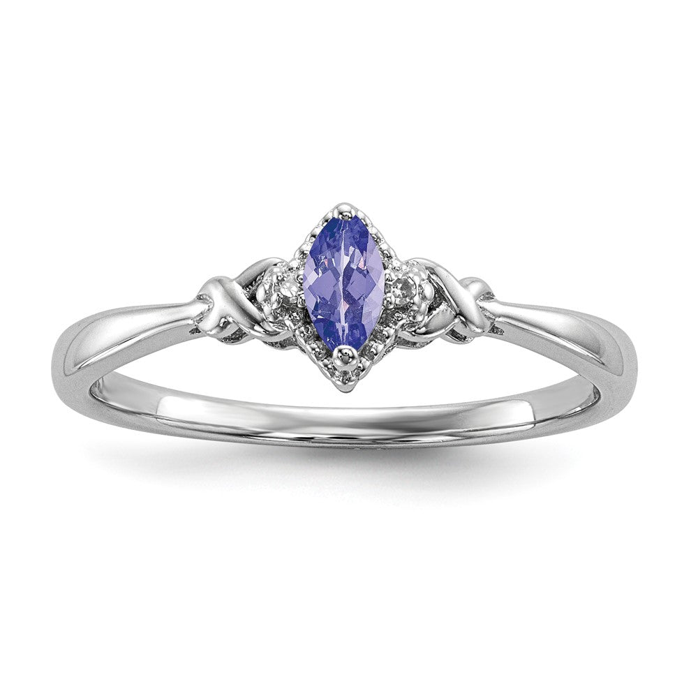 Sterling Silver Rhodium Diam. and Tanzanite Ring