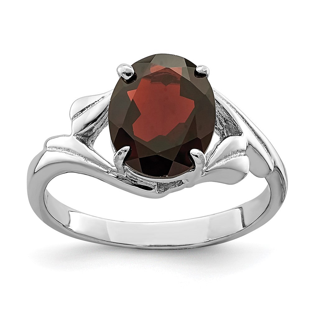 Sterling Silver Rhodium-plated Garnet Ring