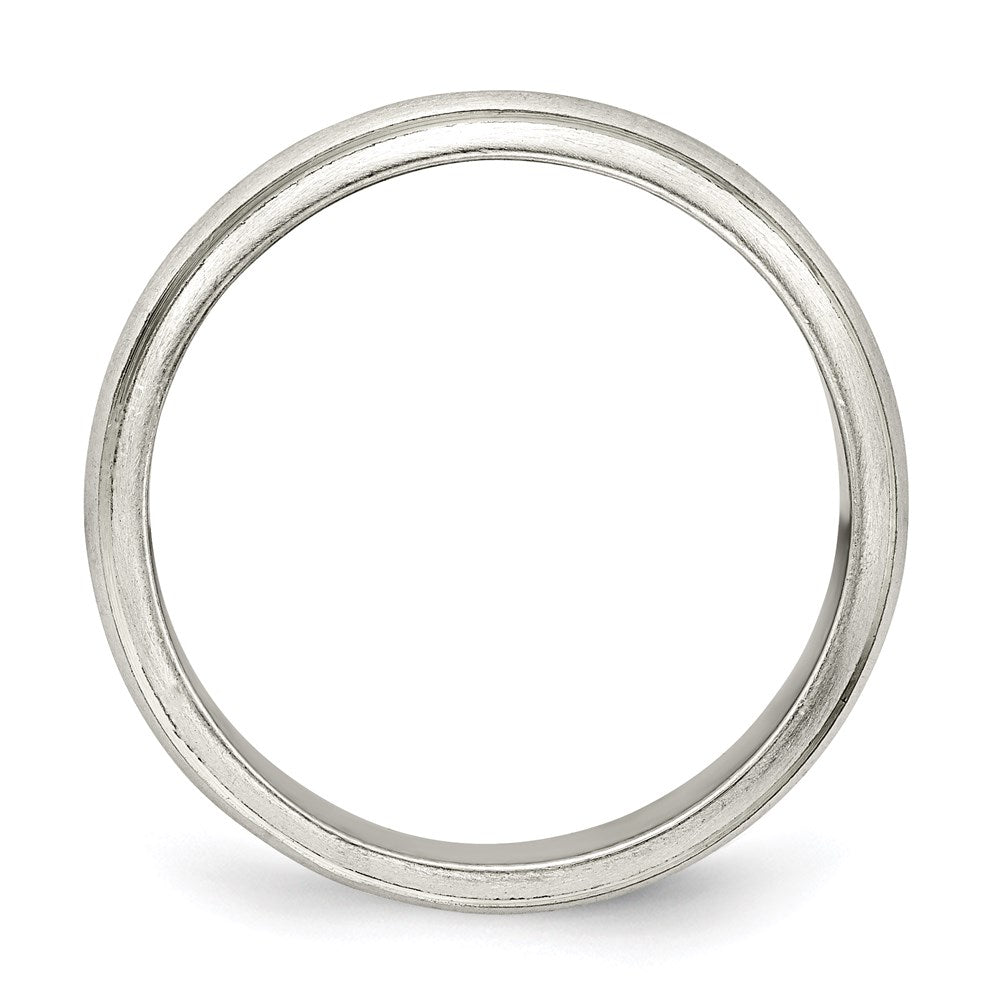 Sterling Silver Satin Half Round with Edge Lines Size 9 Band