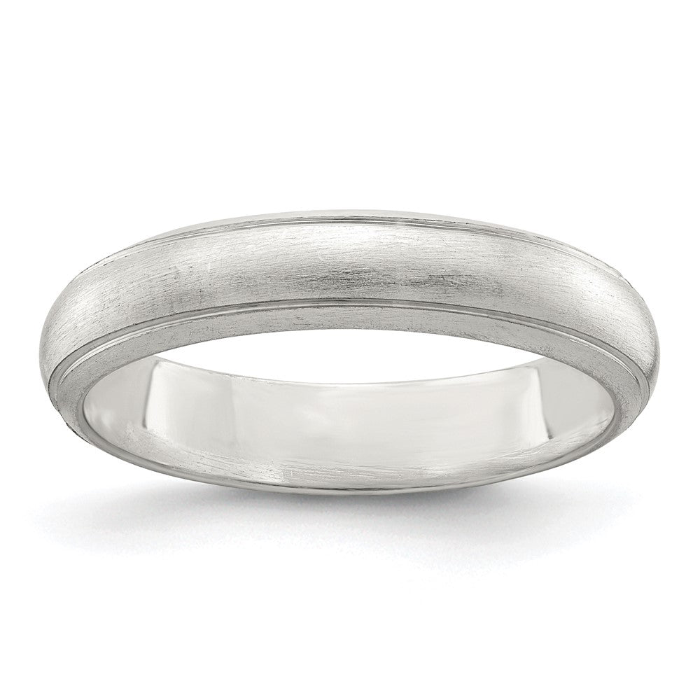 Sterling Silver Satin Half Round with Edge Lines Size 9 Band