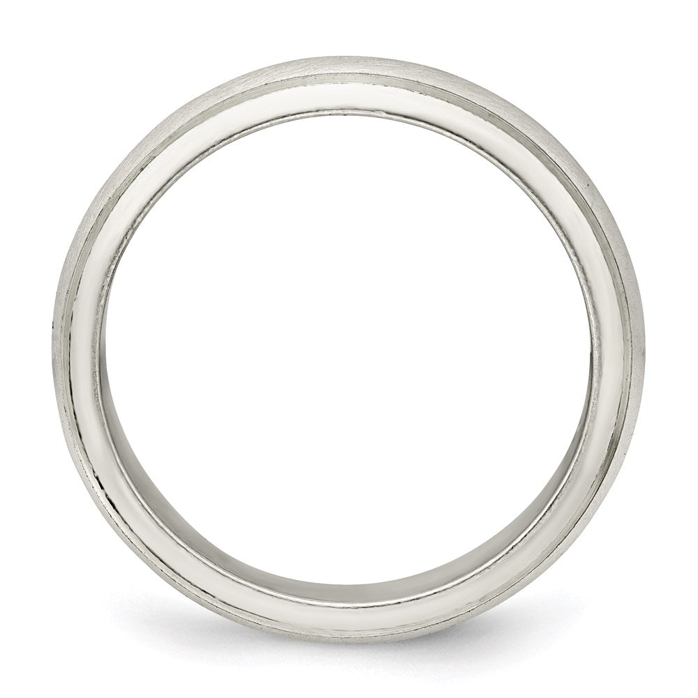 Sterling Silver Satin Half Round with Edge Lines Size 8 Band
