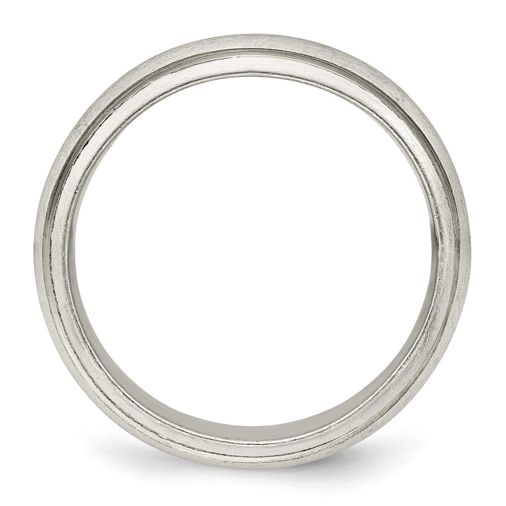 Sterling Silver Satin Half Round with Edge Lines Size 6 Band