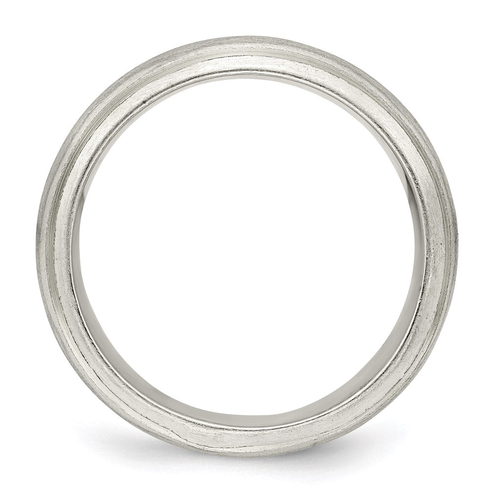 Sterling Silver Satin Half Round with Edge Lines Size 7 Band