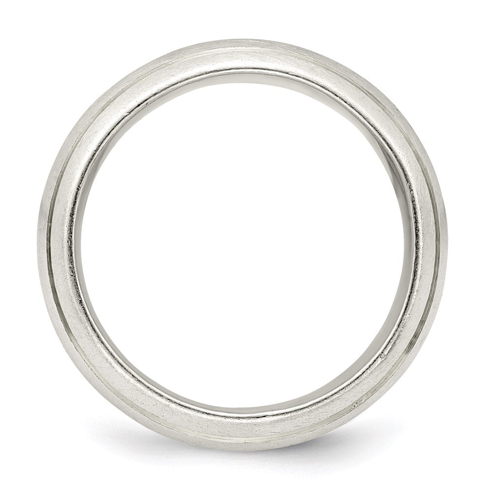 Sterling Silver Satin Half Round with Edge Lines Size 6 Band