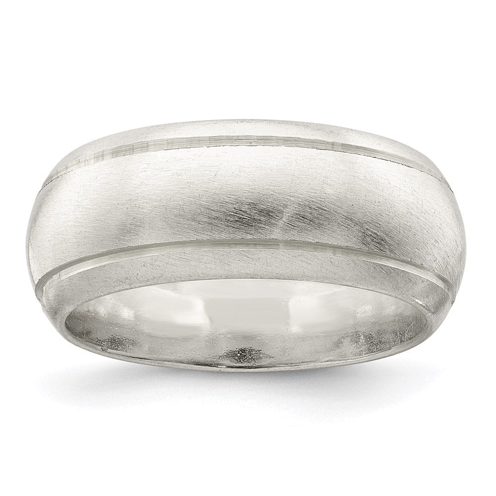 Sterling Silver Satin Half Round with Edge Lines Size 6 Band