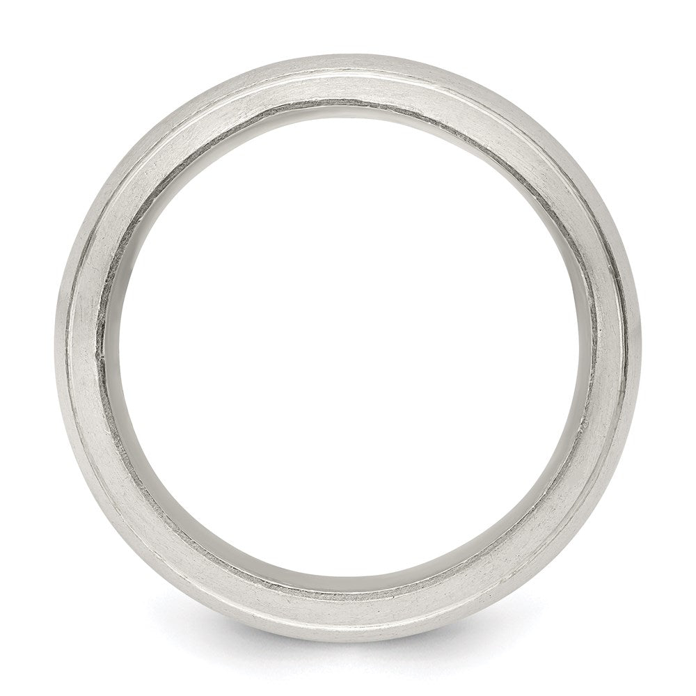 Sterling Silver Satin Half Round with Edge Lines Size 6 Band