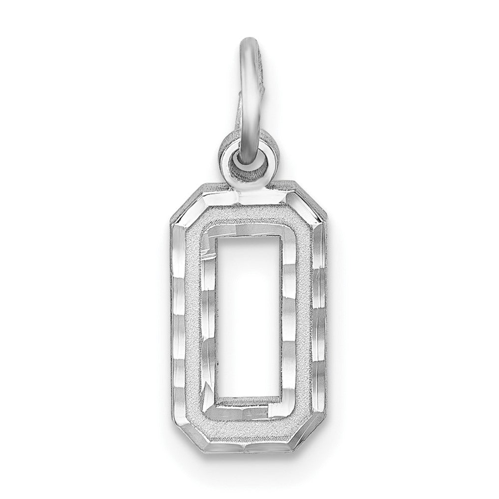 Sterling Silver Rhodium-plated Diamond-cut #0 Charm