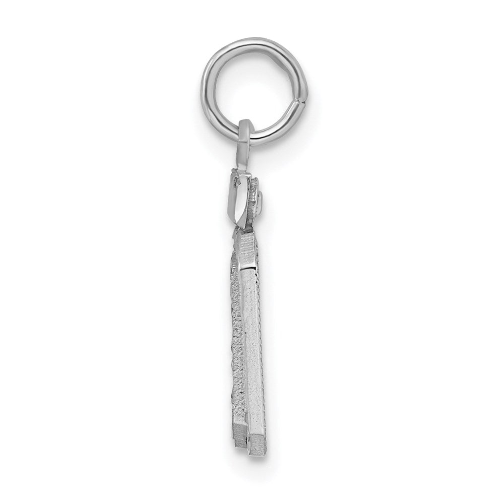 Sterling Silver Rhodium-plated Small Diamond-cut #00 Charm