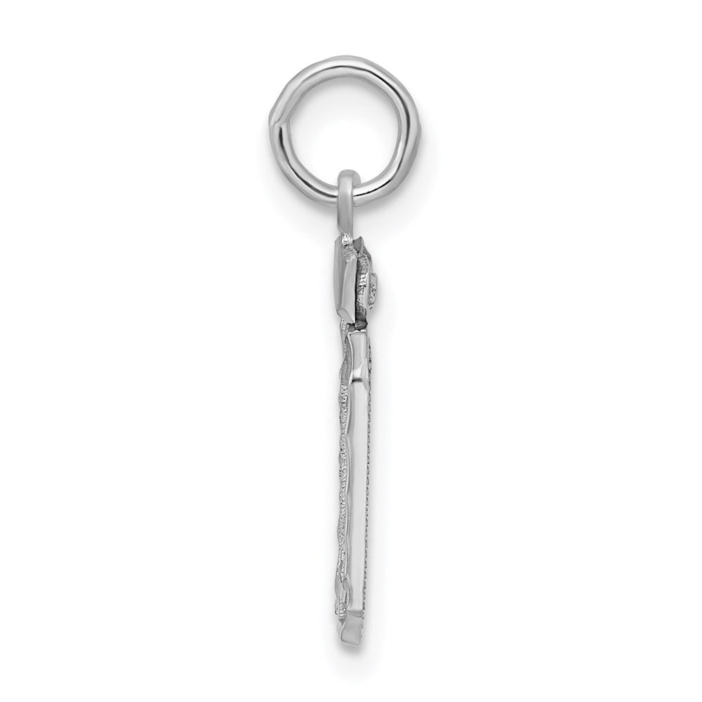 Sterling Silver Rhodium-plated Diamond-cut #10 Charm