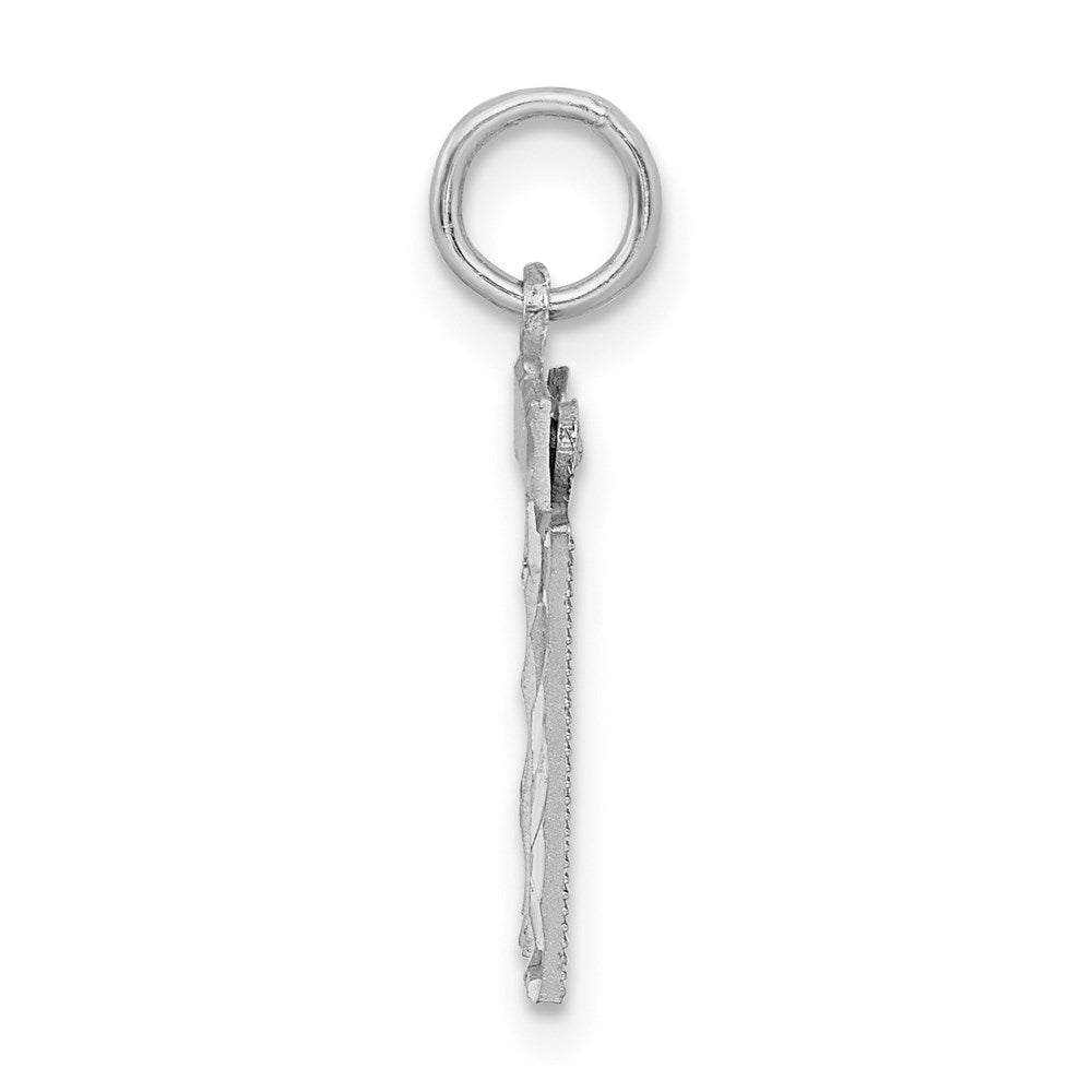 Sterling Silver Rhodium-plated Diamond-cut #11 Charm