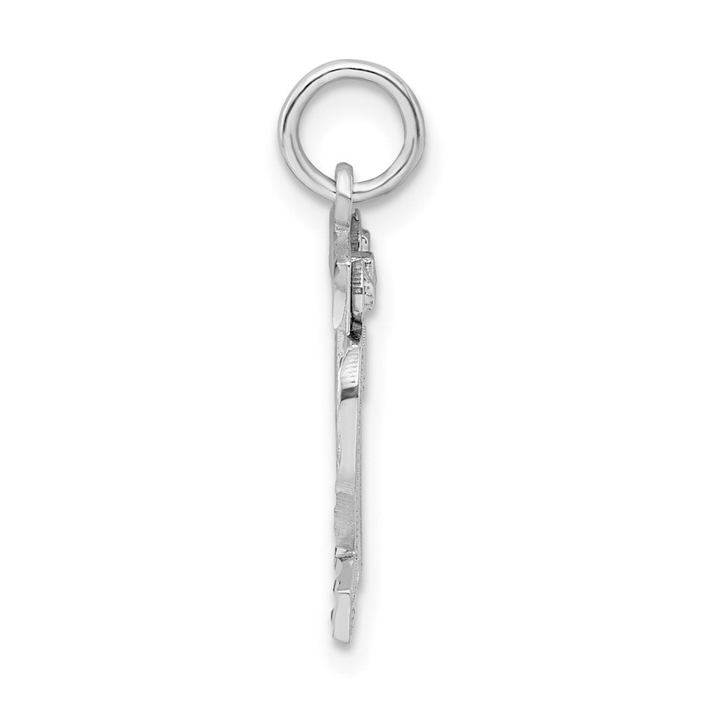 Sterling Silver Rhodium-plated Diamond-cut #12 Charm