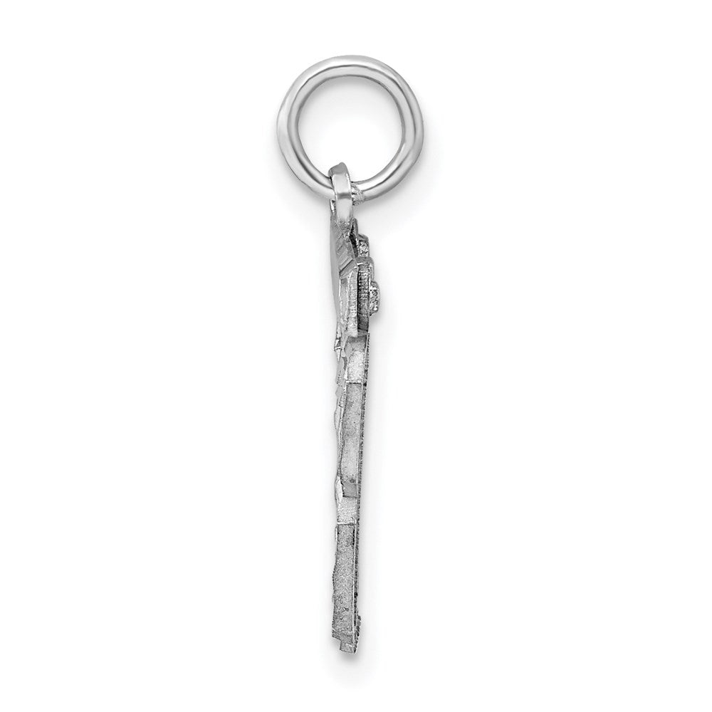 Sterling Silver Rhodium-plated Diamond-cut #13 Charm