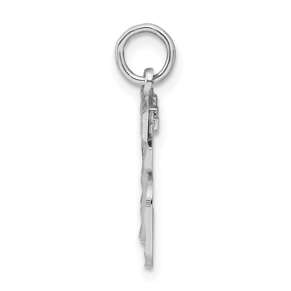 Sterling Silver Rhodium-plated Diamond-cut #15 Charm