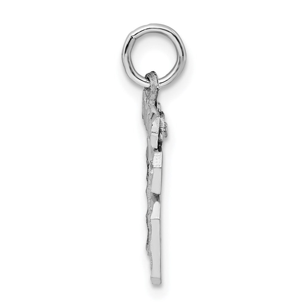 Sterling Silver Rhodium-plated Diamond-cut #16 Charm