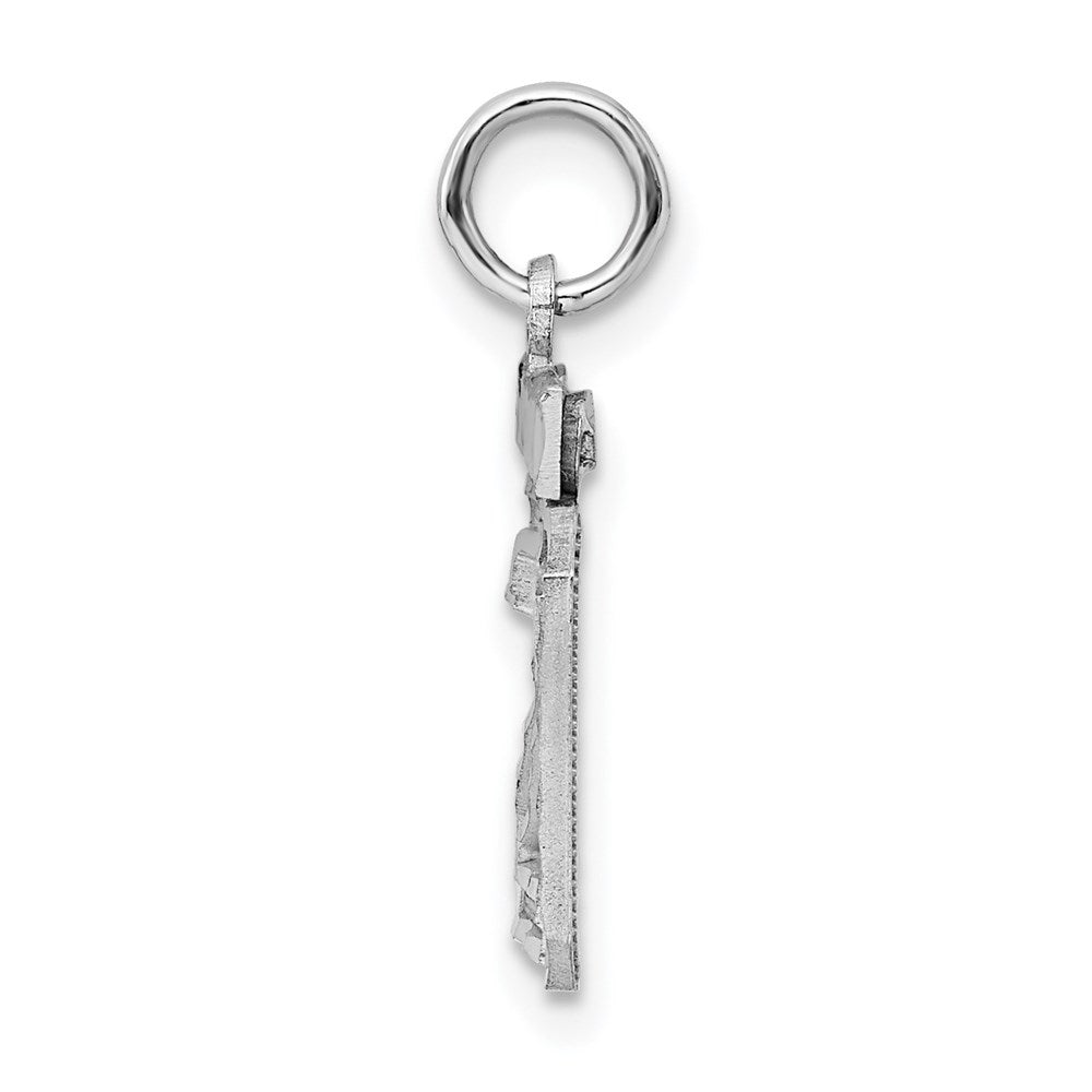 Sterling Silver Rhodium-plated Diamond-cut #20 Charm