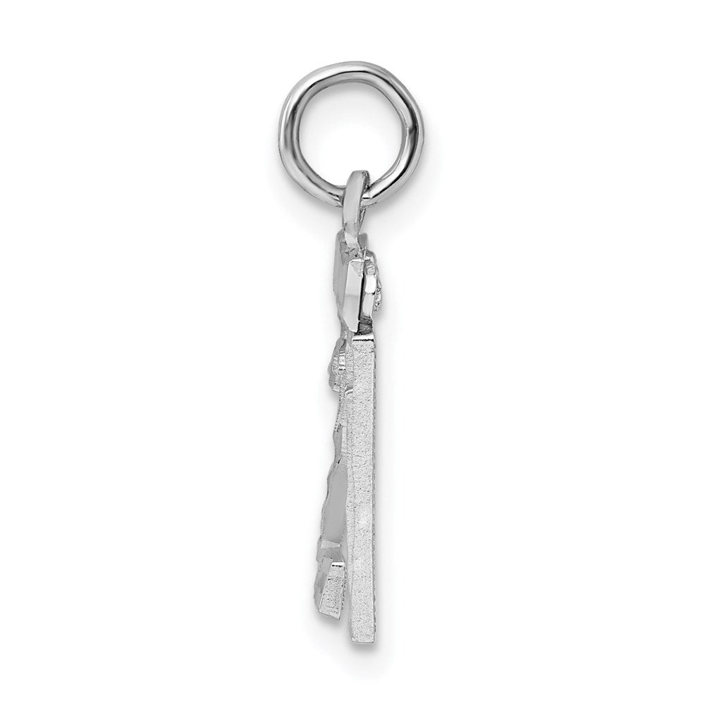 Sterling Silver Rhodium-plated Diamond-cut #21 Charm