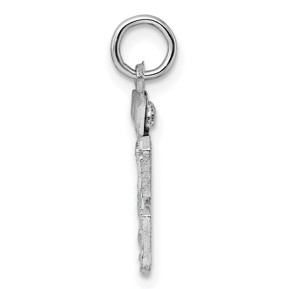 Sterling Silver Rhodium-plated Diamond-cut #23 Charm