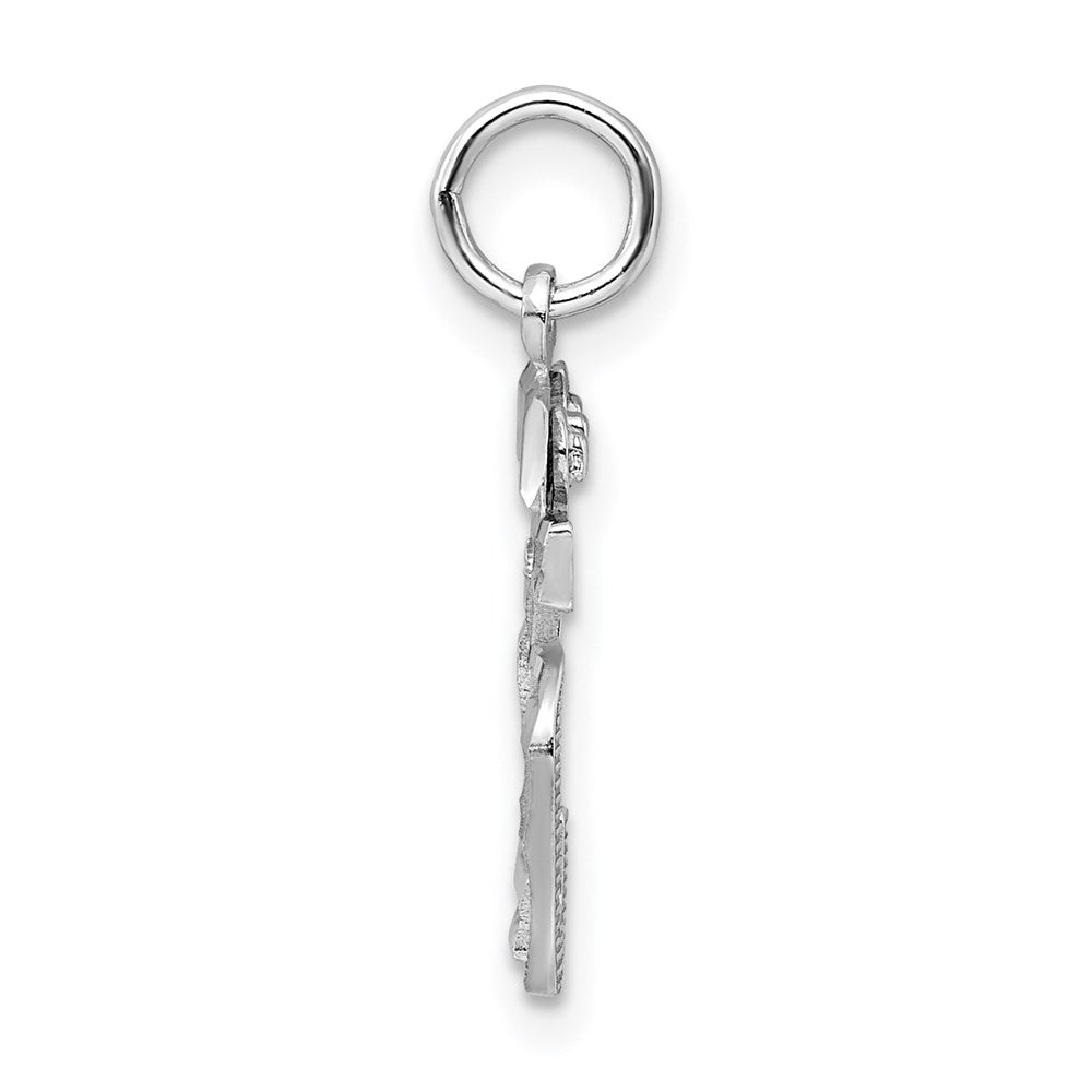 Sterling Silver Rhodium-plated Diamond-cut #25 Charm