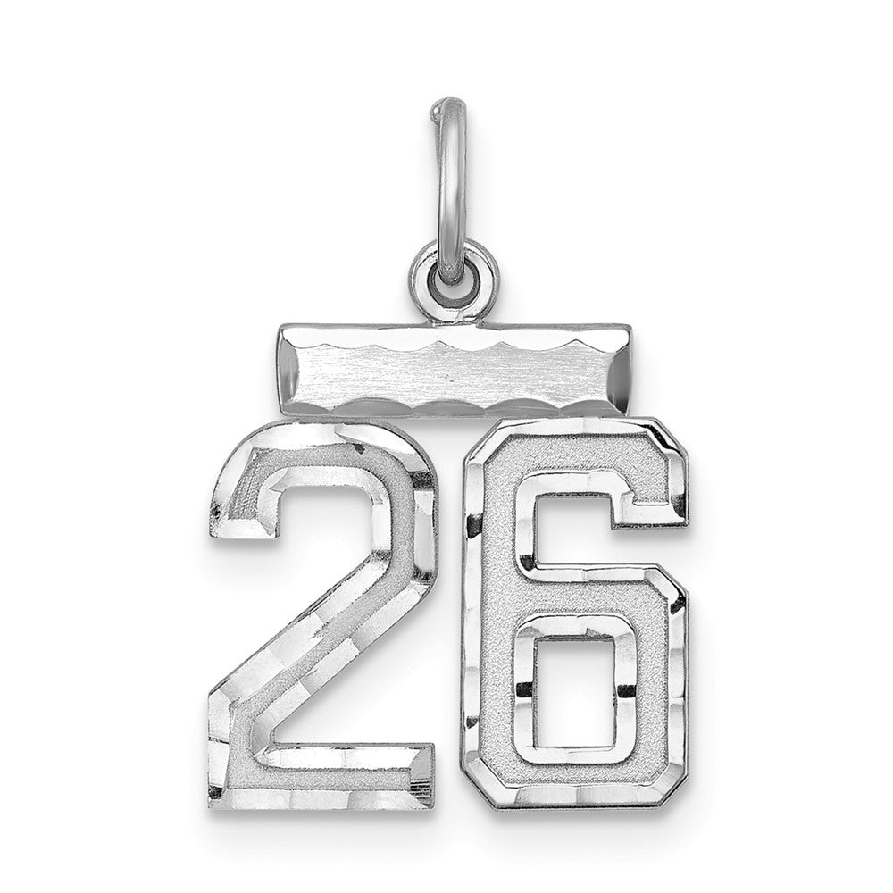 Sterling Silver Rhodium-plated Diamond-cut #26 Charm