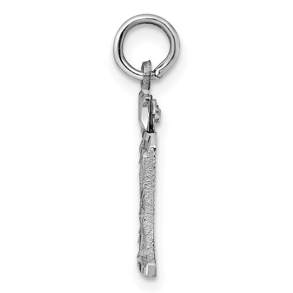 Sterling Silver Rhodium-plated Diamond-cut #29 Charm