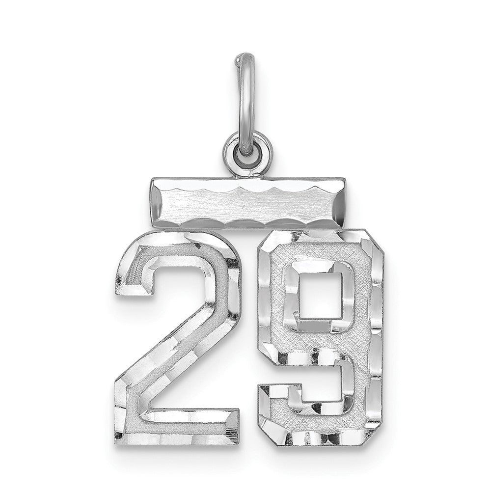 Sterling Silver Rhodium-plated Diamond-cut #29 Charm