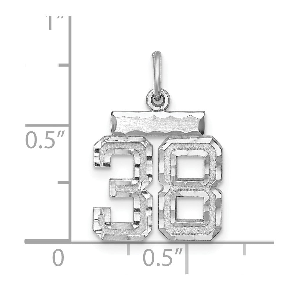 Sterling Silver Rhodium-plated Diamond-cut #38 Charm