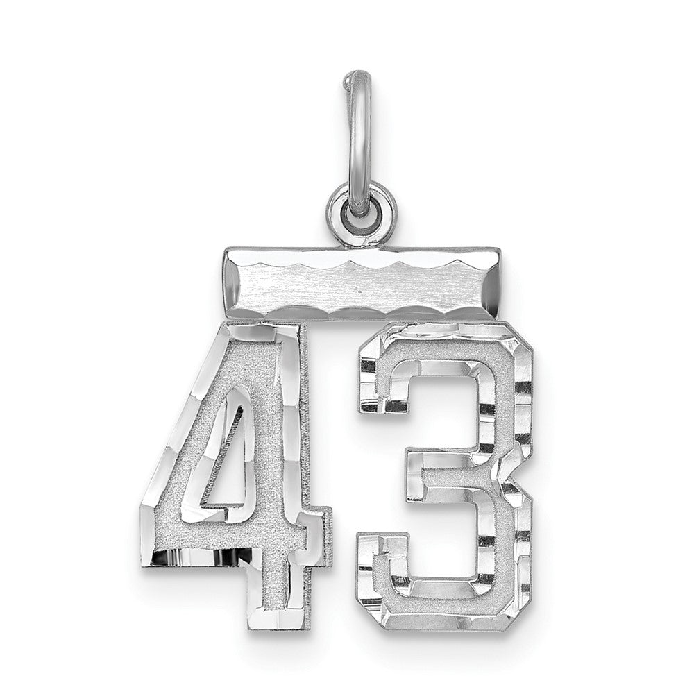 Sterling Silver Rhodium-plated Diamond-cut #43 Charm