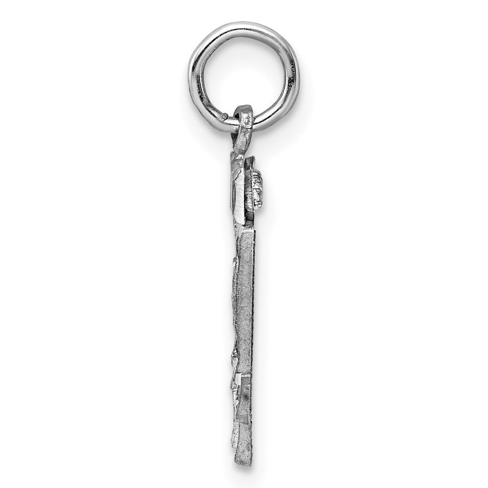 Sterling Silver Rhodium-plated Diamond-cut #44 Charm