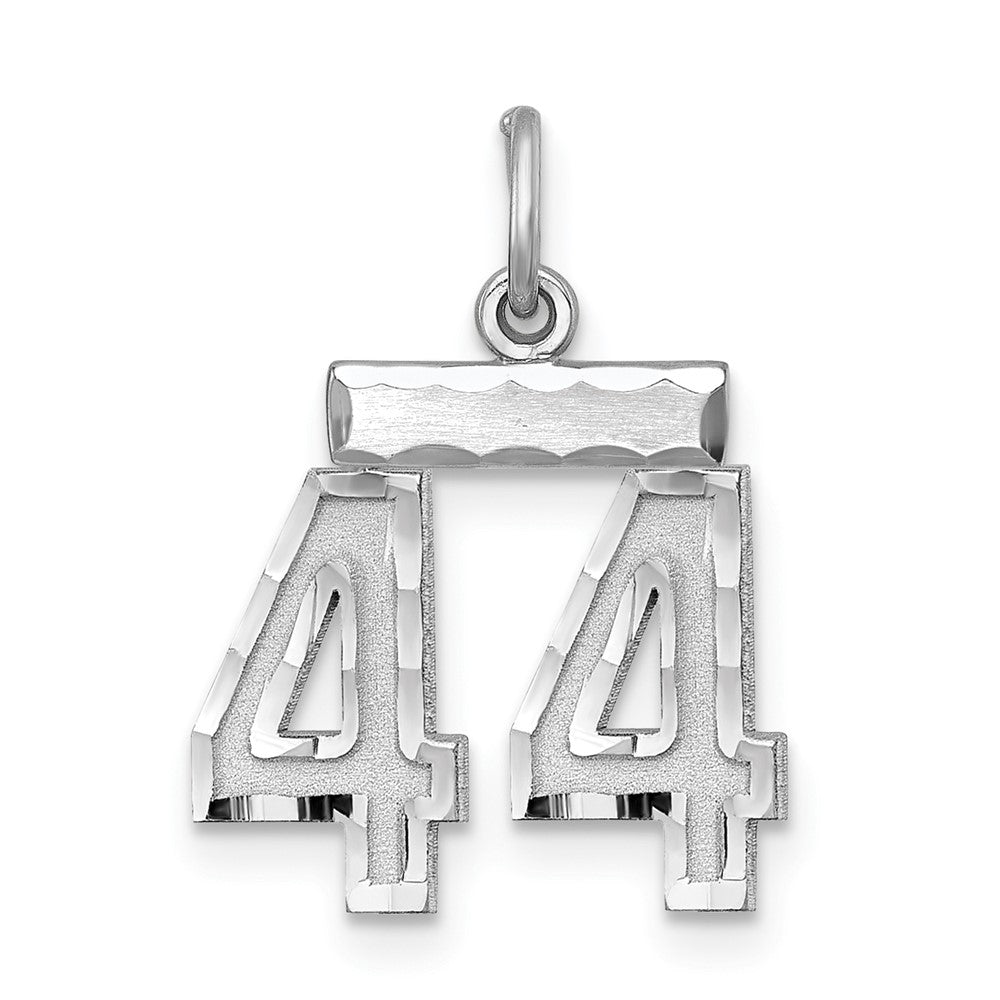 Sterling Silver Rhodium-plated Diamond-cut #44 Charm