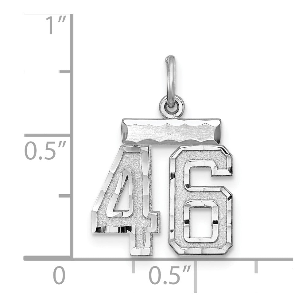 Sterling Silver Rhodium-plated Diamond-cut #46 Charm