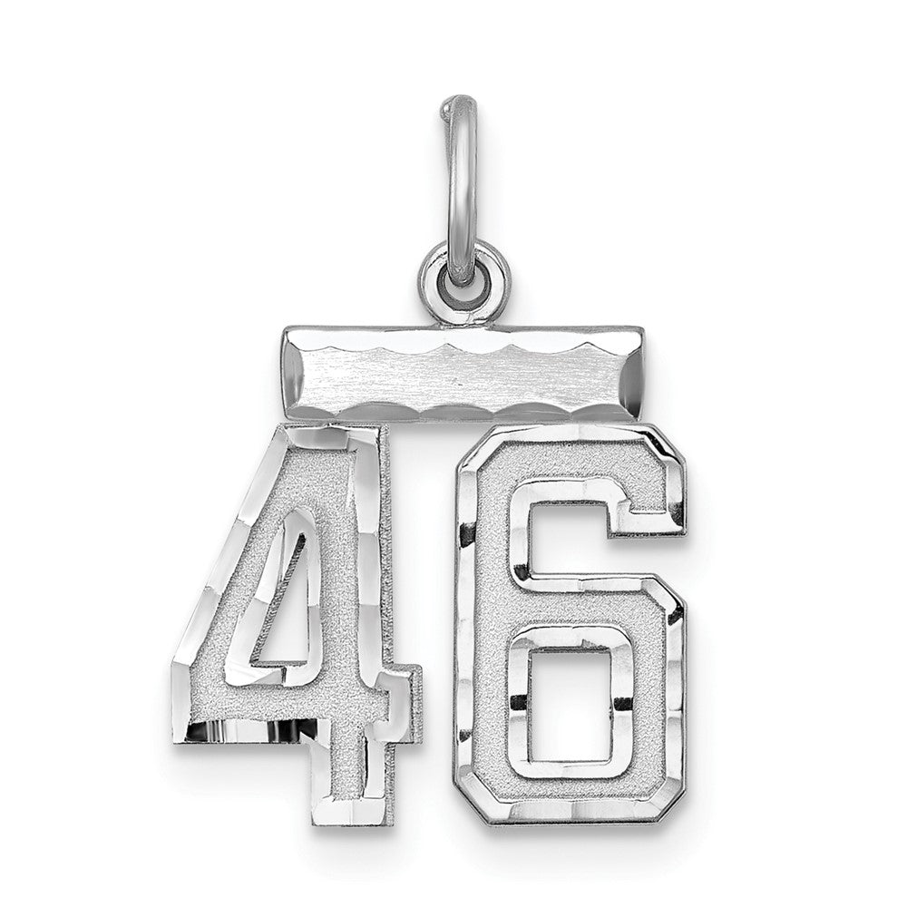 Sterling Silver Rhodium-plated Diamond-cut #46 Charm