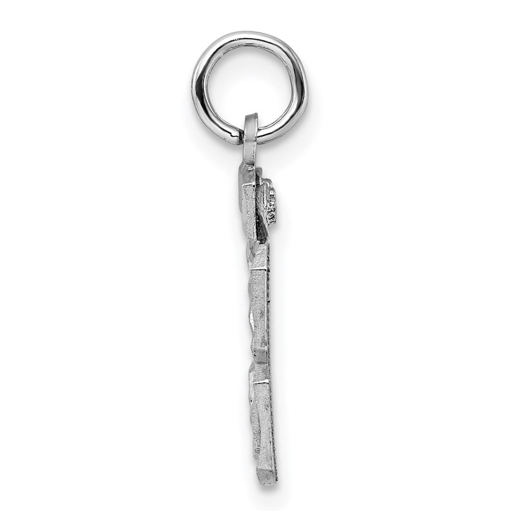 Sterling Silver Rhodium-plated Diamond-cut #53 Charm