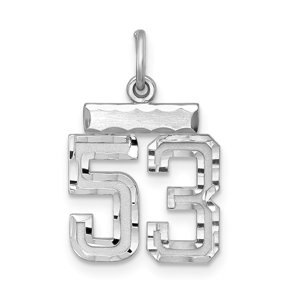 Sterling Silver Rhodium-plated Diamond-cut #53 Charm