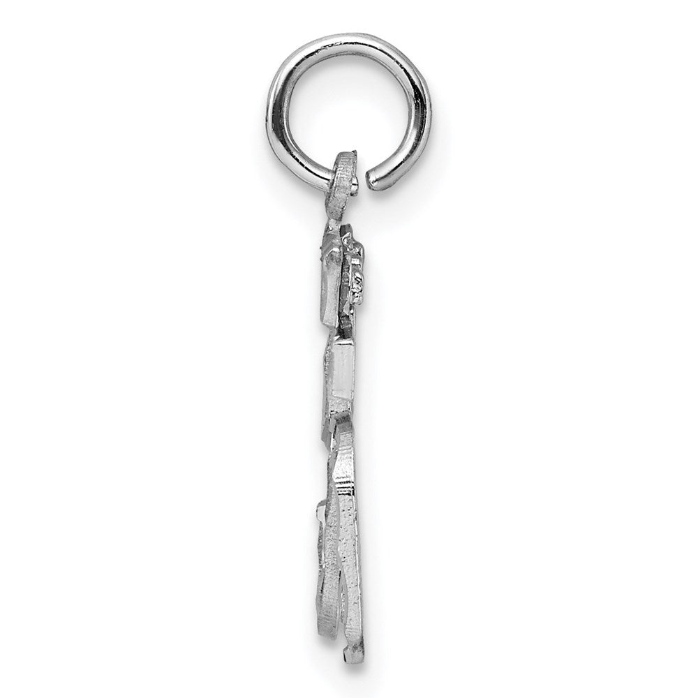 Sterling Silver Rhodium-plated Diamond-cut #55 Charm