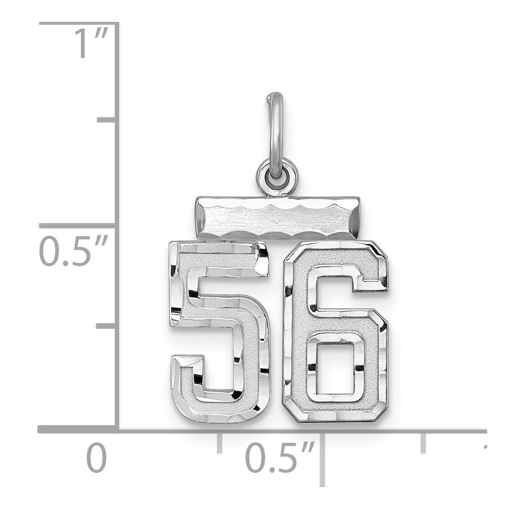 Sterling Silver Rhodium-plated Diamond-cut #56 Charm