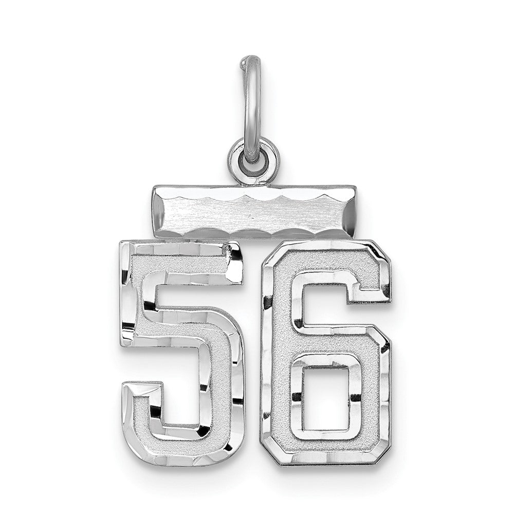 Sterling Silver Rhodium-plated Diamond-cut #56 Charm